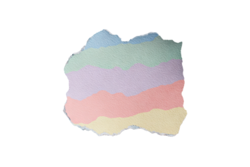 Colorful ripped sticker collage with grainy edges showcasing pastel hues