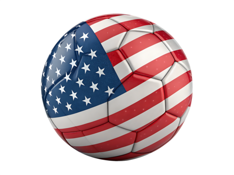  soccer football ball with usa flag illustration is   isolated on white background PNG, AI GENERATED