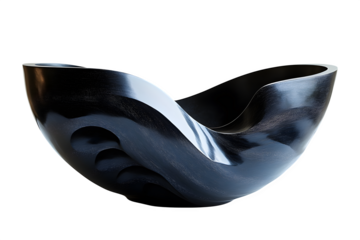 Modern curved vase sculpture isolated on white background