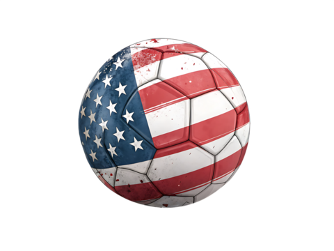  soccer football ball with usa flag illustration is   isolated on white background PNG, AI GENERATED