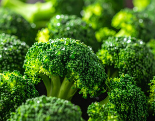Fresh Green Broccoli Close-Up: Healthy Organic Vegetable with Rich Texture and Vibrant Color for Nutrition, Cooking, Vegan Lifestyle, Market, or Farm-to-Table Food Concept Images