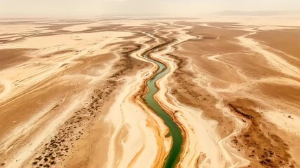 Golden sand dunes glow in the morning light, stretching across the beach and into the vast desert High-quality professional natural video - Powered by Adobe