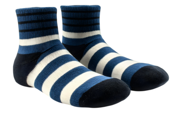 Pair of striped socks isolated on white background