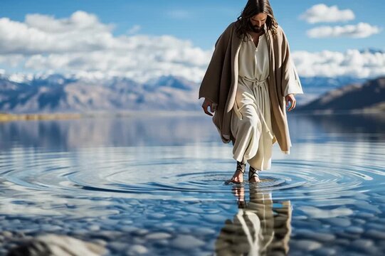 Jesus Christ walking on the dead sea