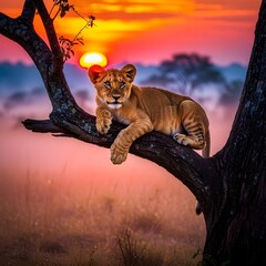 lion cat in the woods
