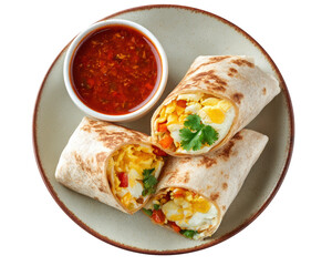 Breakfast Wrap with Salsa Dip..