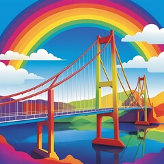 bridge goldem river sunset