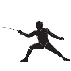 Fencing Silhouette: Vector Illustration of a Fencer in Action