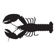 silhouette image of a lobster with a transparent background