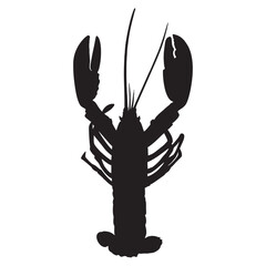silhouette image of a lobster with a transparent background