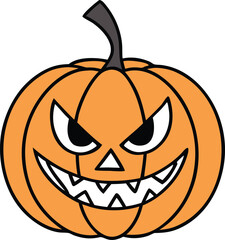 pumpkin cartoon  smile vegetable face vector