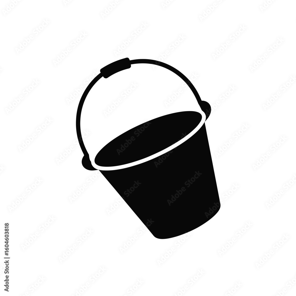 Poster simple black silhouette of an open bucket with a handle