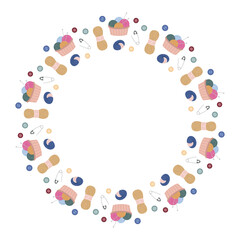 Yarn Basket and Sewing Supplies Circular Frame