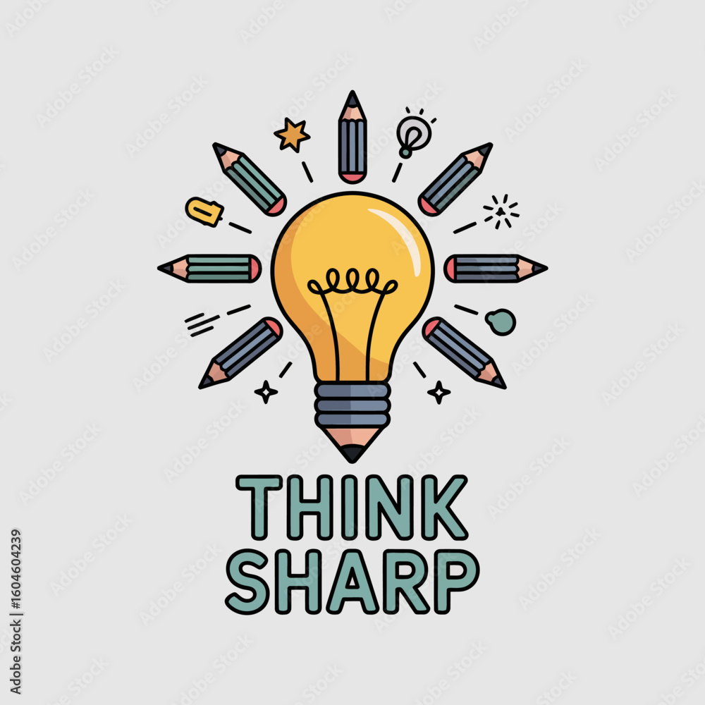 Poster bright idea concept a glowing lightbulb surrounded by pencils symbolizing creativity innovation and 