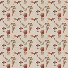 Scandinavian Folk Art Pattern Mushroom Forest