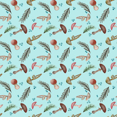 Scandinavian Folk Art Pattern Mushroom Forest