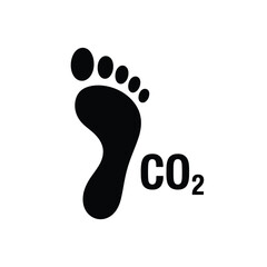 Black carbon footprint symbol with co2 notation