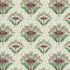 Scandinavian Folk Art Pattern Mushroom Forest