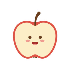 Obraz premium Cute cartoon apple character with a smiling face and rosy cheeks on isolated background