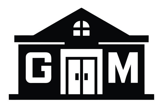 Minimalist Black and White GMM Building Icon Graphic Design for Company Identity and Logo Branding Style