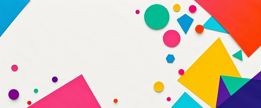 Colorful geometric shapes and patterns on textured paper background,  vibrant,   colorful background