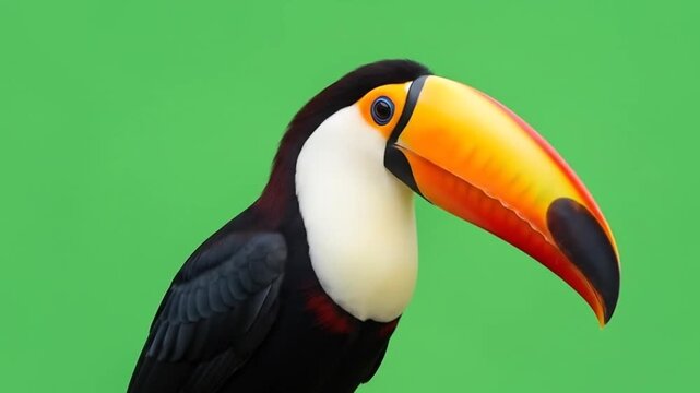 Toco Toucan on Green Screen Background