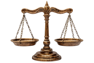 Scales of justice on white background, law concept