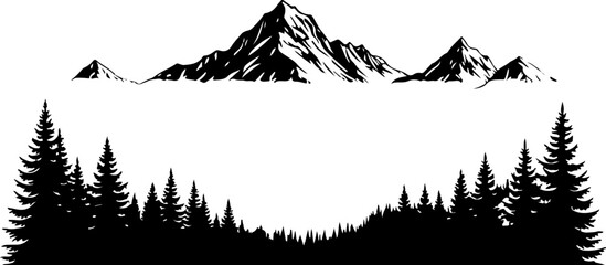 Fototapeta premium Mountain Camping Silhouettes: Adventure Under the Stars