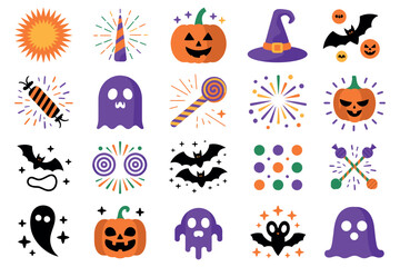 Spooky Halloween seamless pattern with cartoon monsters, pumpkins, ghosts, and bats, perfect for autumn holiday designs