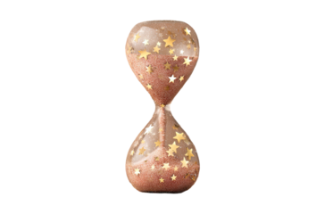 Vintage hourglass filled with stars instead of sand, a whimsical timepiece