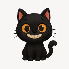 Adorable cartoon black cat illustration.