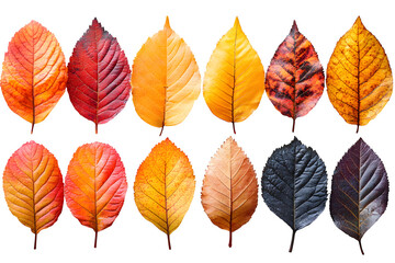 Obraz premium Set of fall leaves isolated on the white background. Autumn decor