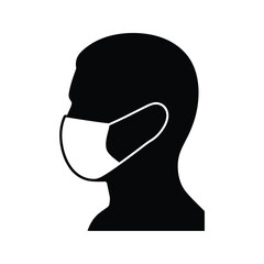 Silhouette of a person wearing a protective face mask