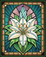 Lily, Stained Glass Style,
