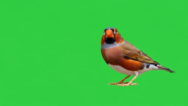 Zebra Finch Bird on Green Screen Background
