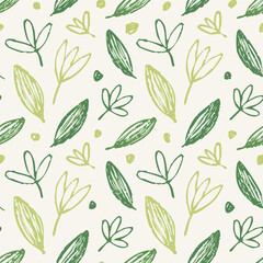 Hand-drawn Seamless Leaf Pattern in Monochrome Style