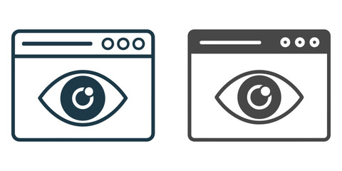 Web Visibility Icon – Eye Symbol Inside Browser Window Vector for SEO and Online Presence