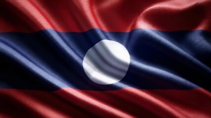 The silk flag of Laos displays rich colors, symbolizing national pride during the Independence Day festivities, showcasing tradition.