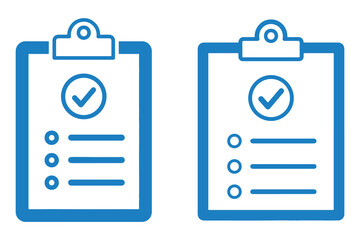 Business Checklist Icon – Blue Vector Clipboard with Check Mark and Task List Symbol