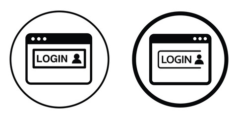 Login Password Icon – Black Outline Vector of Sign-In Screen with User Symbol in Circle