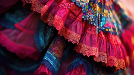 Colorful Ruffled Skirt Detail