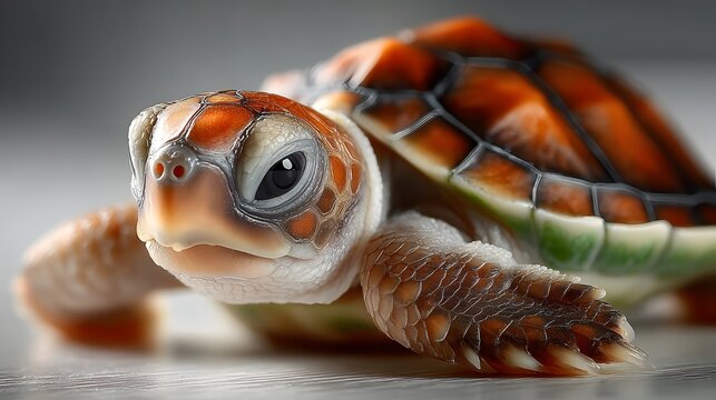 Detailed close up view of a colorful turtle with a striking shell pattern captured in its natural aquatic environment
