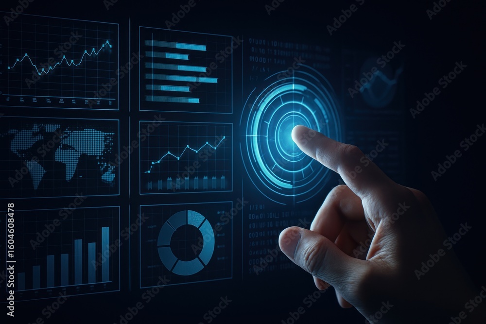 Poster interactive futuristic data interface