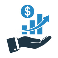 Profit Analysis Icon – Financial Growth and Earning Increase Vector Illustration in Blue