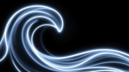 schwungvolle Neonwelle auf schwarzem Hintergrund – futuristisch, leuchtend und minimalistisch, ideal für Technik oder abstrakte Designs.