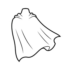 Stylized outline of a flowing cape for a superhero or character