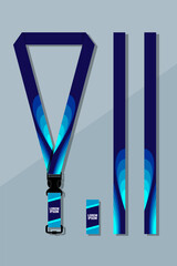 Abstract Lanyard with Gradient Blue Wave Motif