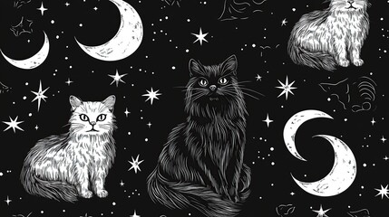 Mystical Cats and Moons