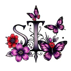 butterfly and flowers