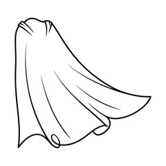 Superhero cape blowing in the wind line art
